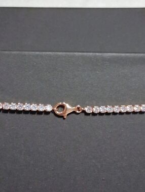 Rose Gold Over Solid 925 AAA Cz Tennis Bracelet 7.5" NWOT